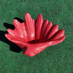 VTG Vohann of California Shell Bowl Pottery Ceramic Red Capistrano Beach USA